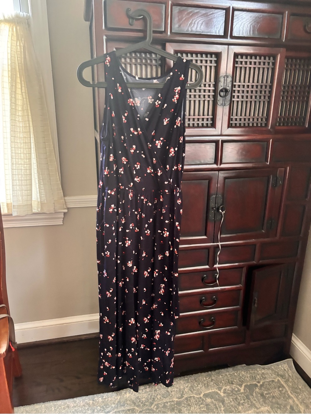 Black Floral Sleeveless Jumpsuit - Lightweight Wrap-Front Romper